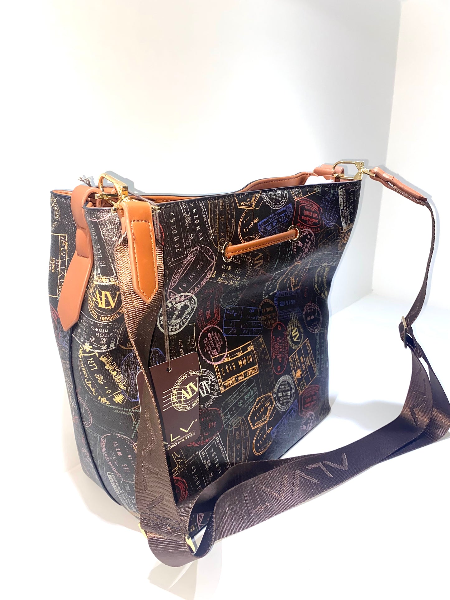 Borsa a Tracolla ALV by Alviero Martini - Design Esclusivo con Stampe Vintage di Viaggio