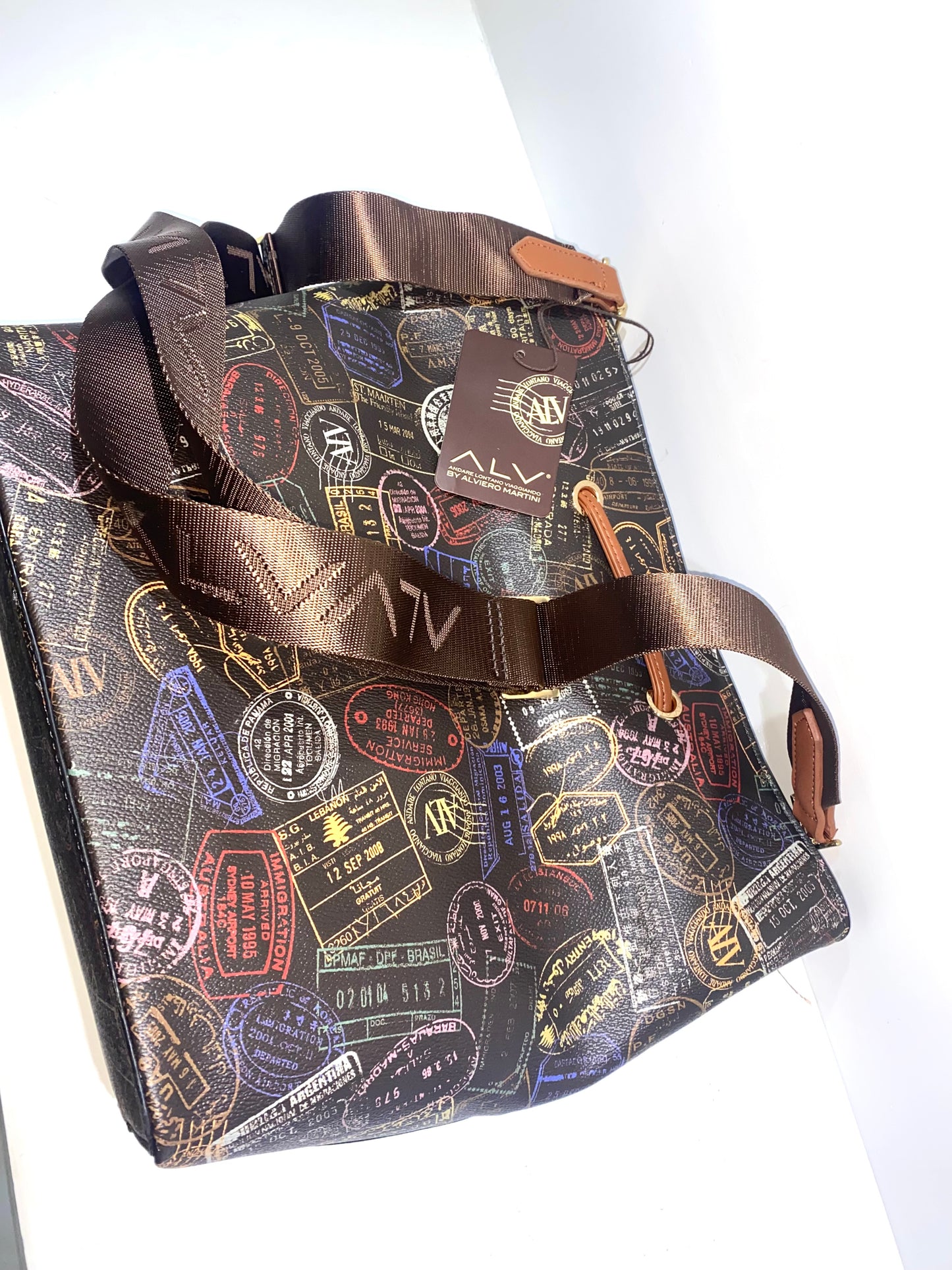 Borsa a Tracolla ALV by Alviero Martini - Design Esclusivo con Stampe Vintage di Viaggio