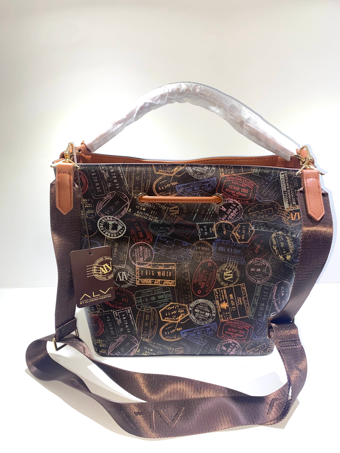 Borsa a Tracolla ALV by Alviero Martini - Design Esclusivo con Stampe Vintage di Viaggio
