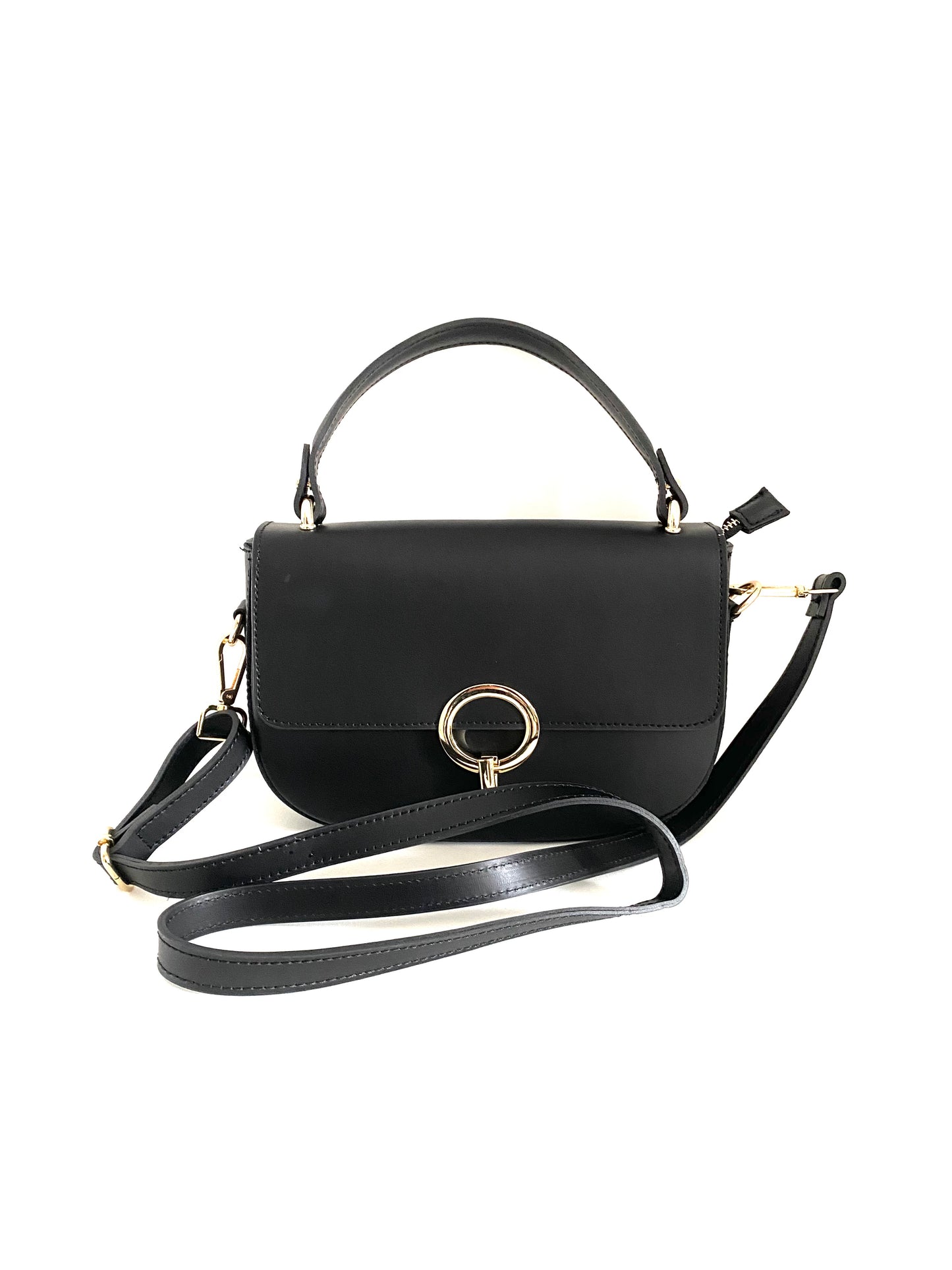 Borsa a Tracolla Elegante con Dettagli Dorati – Nera