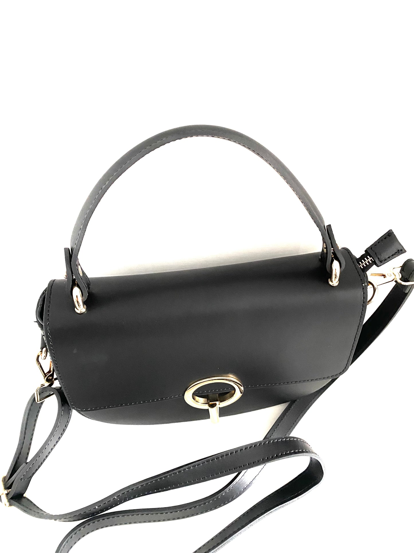 Borsa a Tracolla Elegante con Dettagli Dorati – Nera